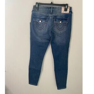 New True Religion Jennie Curvy Mid Rise Super Skinny Flap Jeans Size 27
